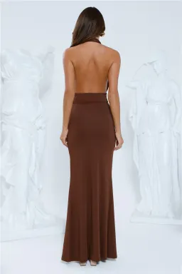 Chocolate Halter Maxi Dress for rent on The Volte - image 3