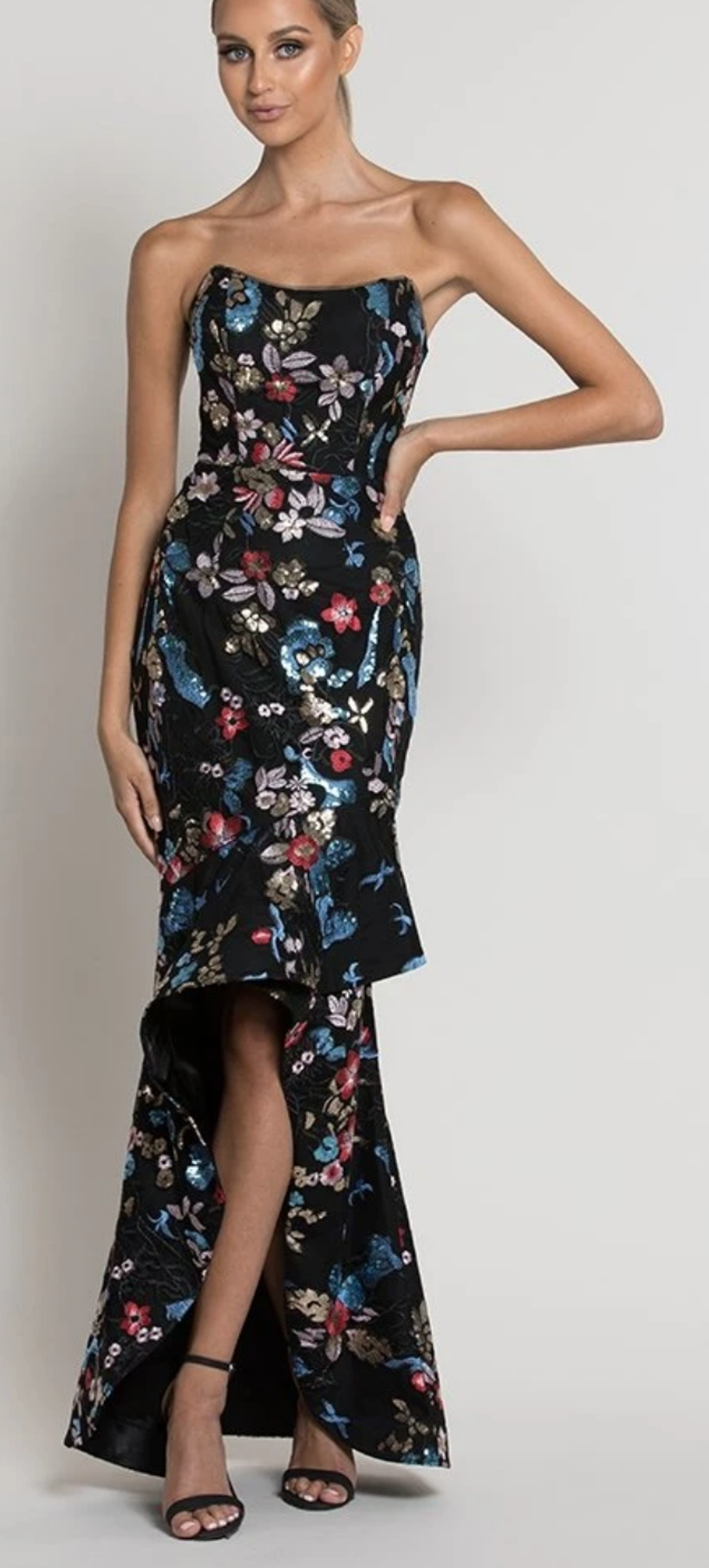 Bariano SELENE STRAPLESS MULTI-LACE GOWN B39D10-HL for rent on The Volte - main image