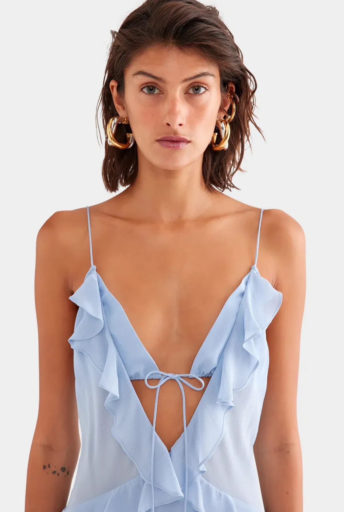 Venroy Silk Bralette Ruffle Maxi Dress Size S - Image 3