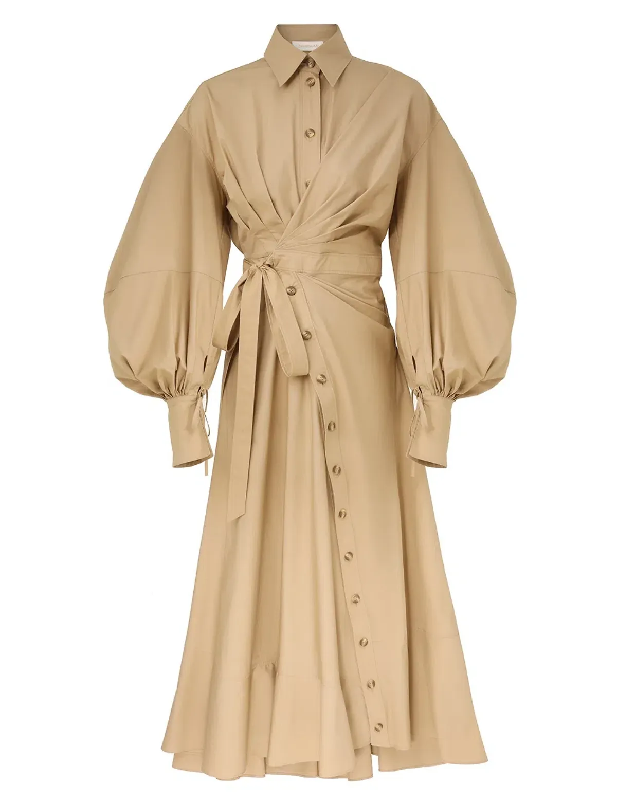 Zimmermann Rebellion Poplin Midi Dress Olive Size 4 AU Size 16 - Image 1