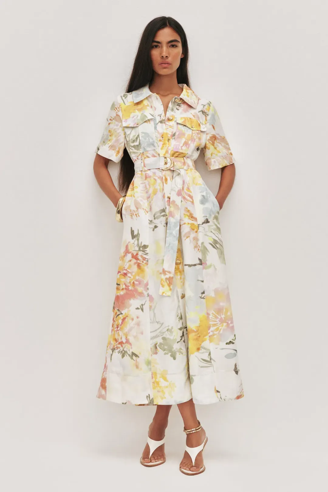 Aje Manon Midi Dress in Jardin Floral Print Size 10 for rent on The Volte - main image