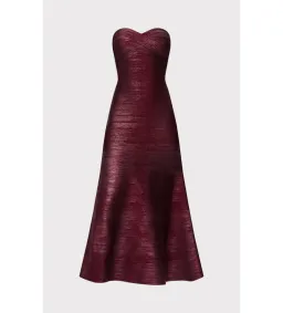 Herve Leger The Metallic Sara Gown DK Red Foil Size XS/AU 4-6 for rent on The Volte - image 4