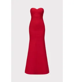 Herve Leger The Sara Gown Lipstick Red Size XS/AU 4-6 for rent on The Volte - image 4