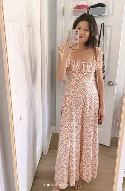 Zimmermann Goldie Ruffle Neck Midi Dress Pink Floral Size 0 / AU 8 for rent on The Volte - image 4