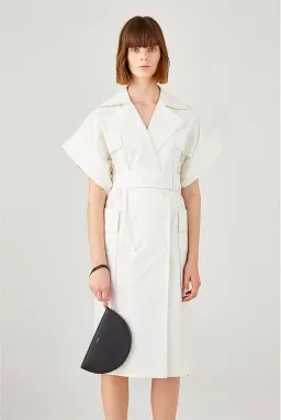 Oroton DB Cotton Shirt Dress Cream Size L / AU 12 for rent on The Volte - image 3