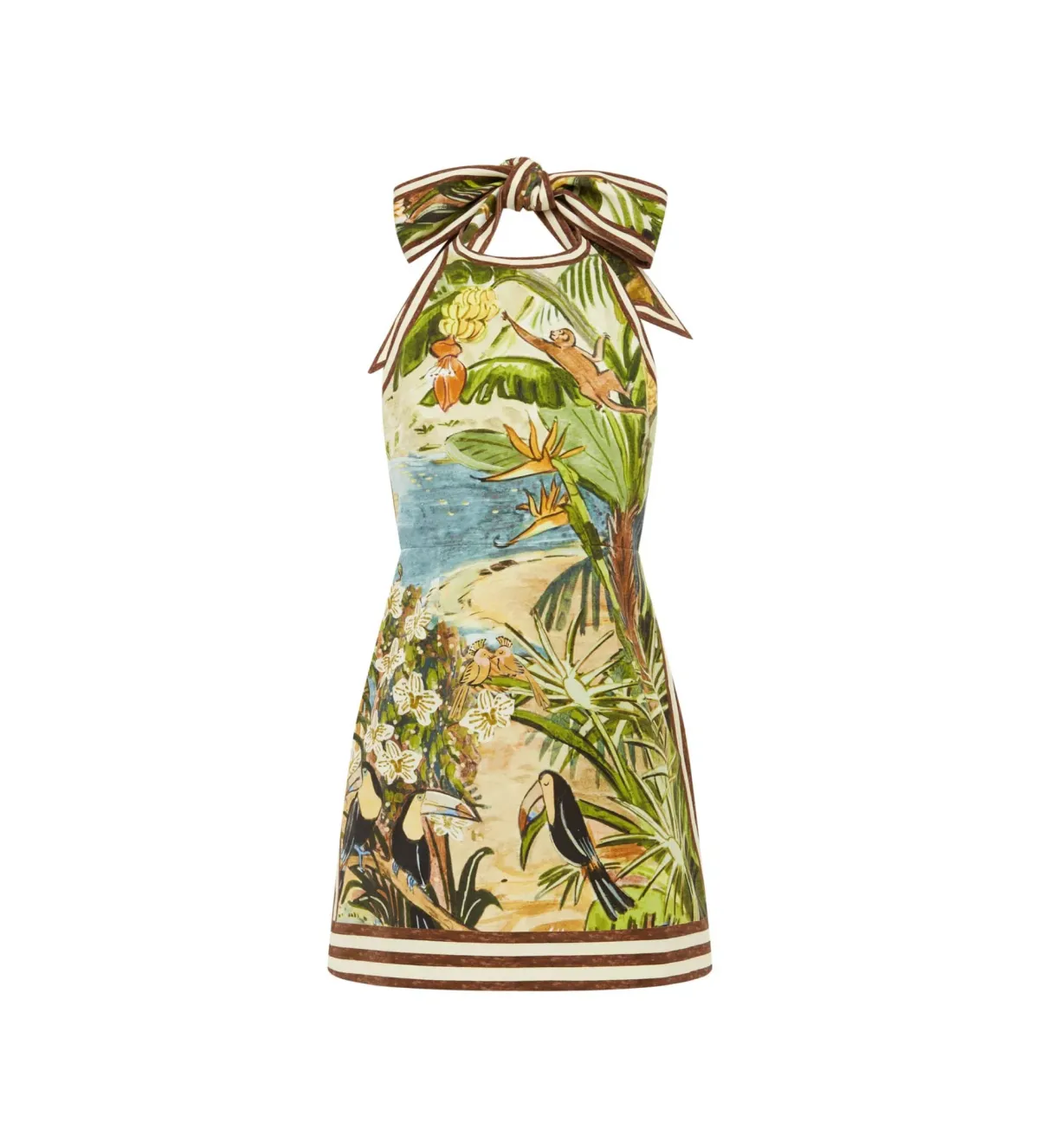 Alemais Toucan Tango Halter Mini Dress Multi Print Size AU 8 - Image 5