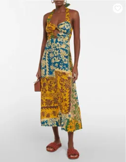 Alemais Archie Midi Halter Dress Yellow Blue Print Size 12 for rent on The Volte - image 1