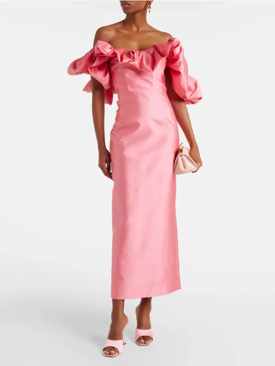 Alemais Suzi Off Shoulder Ruffled Midi Gown Exclusive Size 16 AU for rent on The Volte - main image