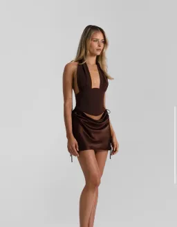 Natalie Rolt Bronte Top + Evelyn Mini in Espresso Size 0/AU 6 for rent on The Volte - image 2