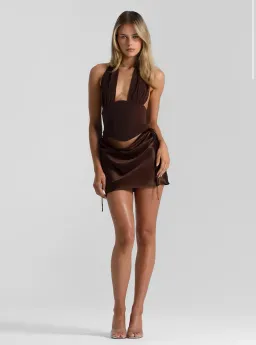 Natalie Rolt Bronte Top + Evelyn Mini in Espresso Size 0/AU 6 for rent on The Volte - image 1