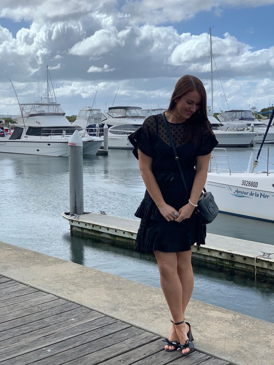 Zimmermann Pleated Tier Chiffon Smock Mini Dress Black Size 8 for rent on The Volte - main image