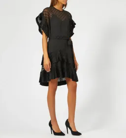 Zimmermann Pleated Tier Chiffon Smock Mini Dress Black Size 8 for rent on The Volte - image 1