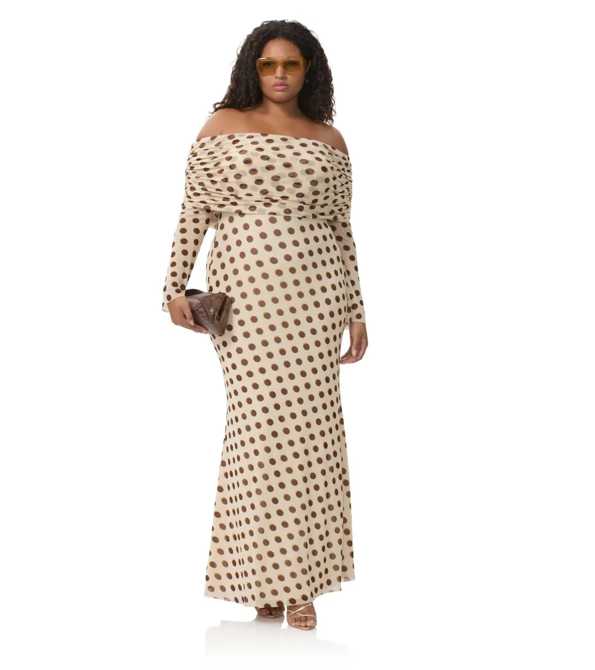 AFRM Thelma Off Shoulder Mesh Maxi Dress - Size XL / AU 14 for rent on The Volte - main image