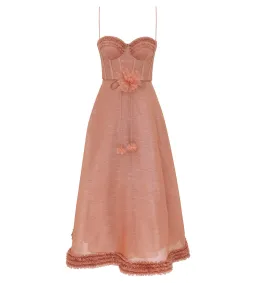 Zimmermann Luna Ruffle Midi Dress Peony Size 0 AU 8 for rent on The Volte - image 1