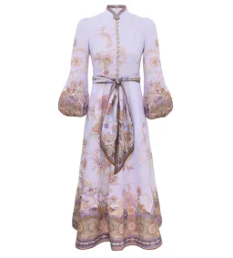 Zimmermann Luna Button Midi Dress Blue Paisley Size 2 AU 12 for rent on The Volte - image 1