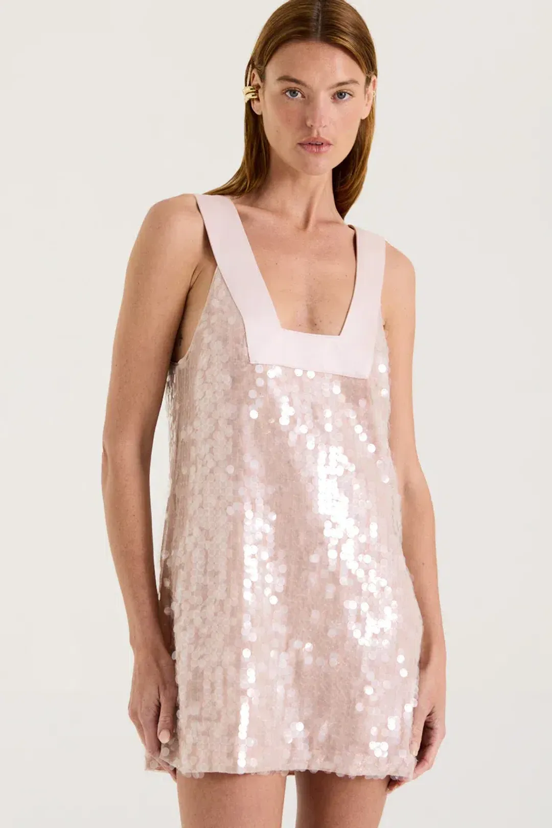 Henne Leanna Sequin Dress Shimmer Pink Size 12 for rent on The Volte - main image