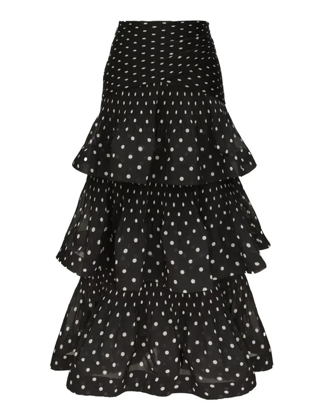 Zimmermann Pleated Draped Bodice Size 0/AU8 and Pleated Tiered Midi Skirt Size 0/AU8 Set in Black Dot for rent on The Volte - main image
