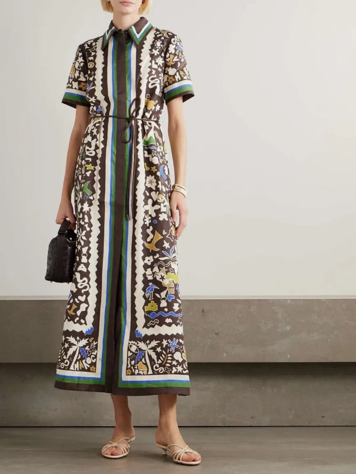 Alemais Maroc Shirtdress Midi Brown Moroccan Print Size 16 - Image 3