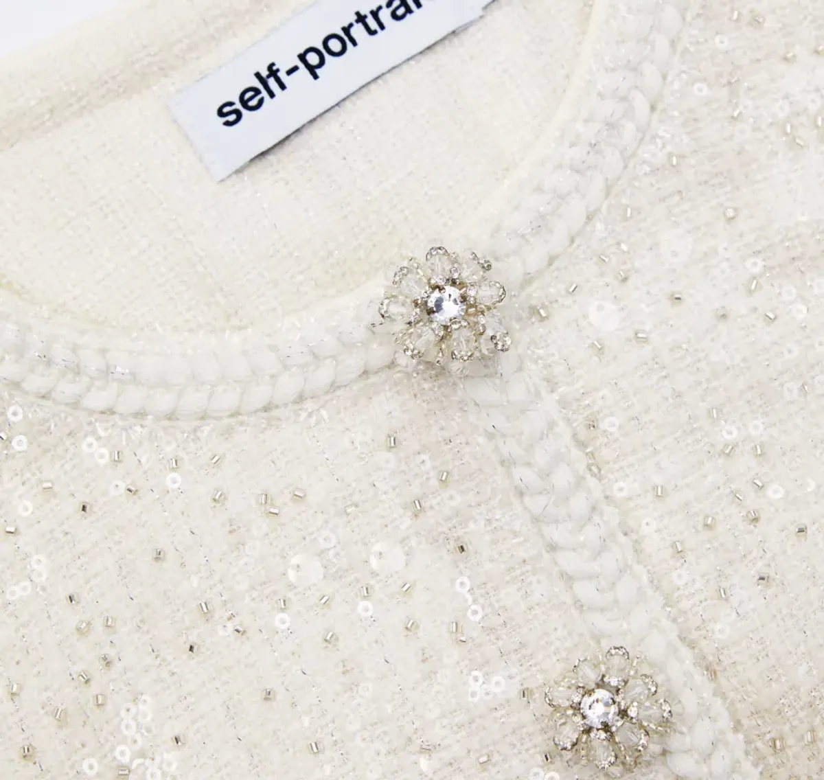 Self-portrait Sequined Bouclé Midi Dress White Size AU8 - Image 4