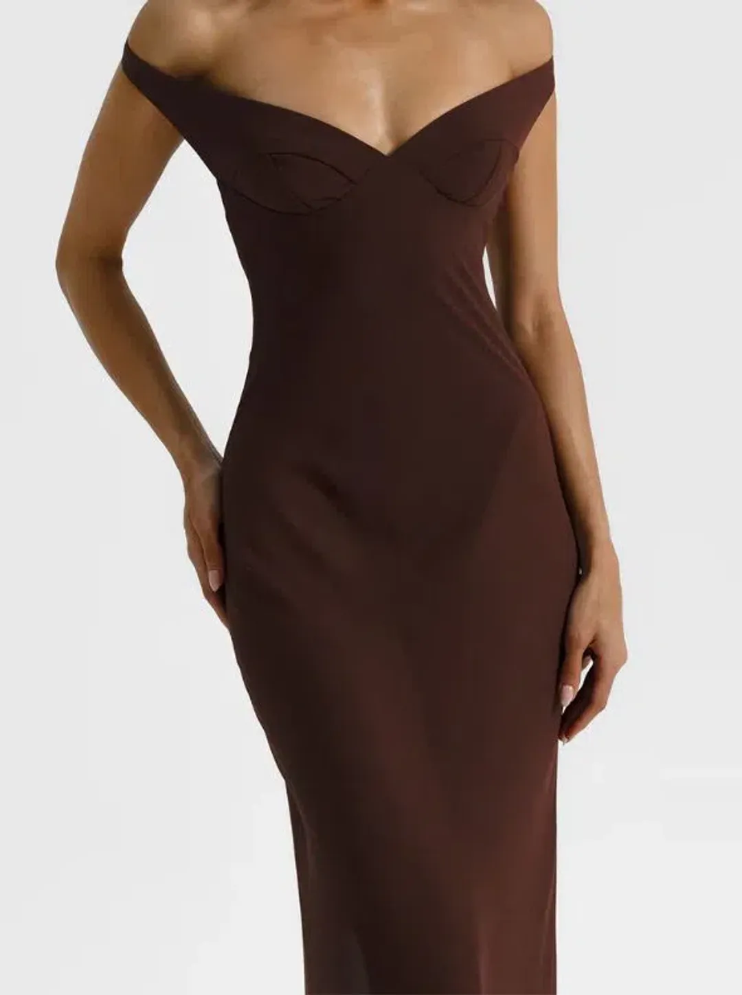 Natalie Rolt Brielle Dress in Espresso Size 8 for rent on The Volte - main image