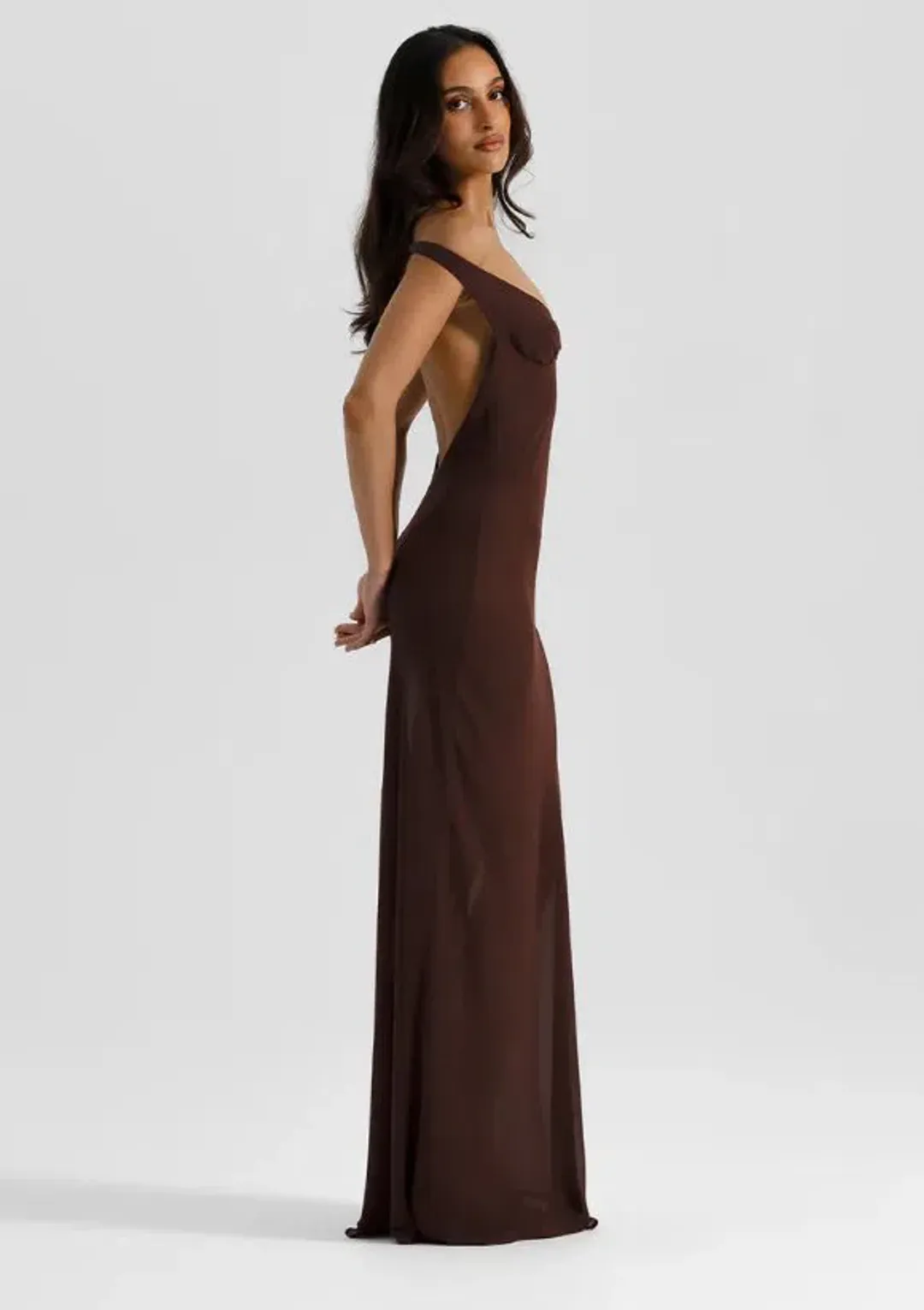 Natalie Rolt Brielle Dress in Espresso Size 8 for rent on The Volte - main image