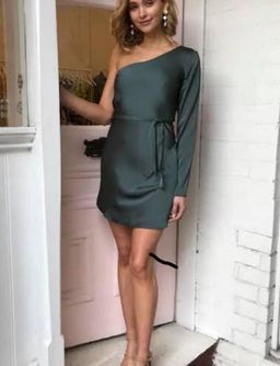 One Fell Swoop Penny Asym Mini Dress Petrol Green Size 10 for rent on The Volte - image 2
