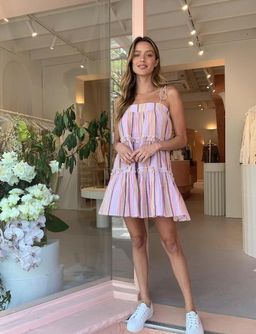 Steele Ariana Swing Dress Sunset Stripe Size Small for rent on The Volte - image 1