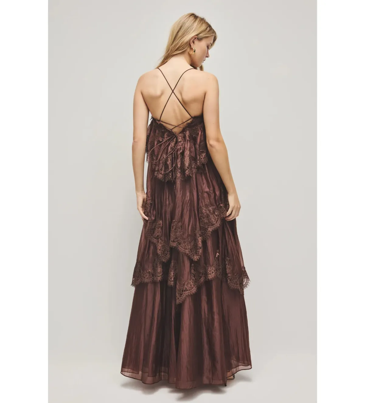 Aje Ophelia Lace Gown Chocolate Size AU 8 - Image 3