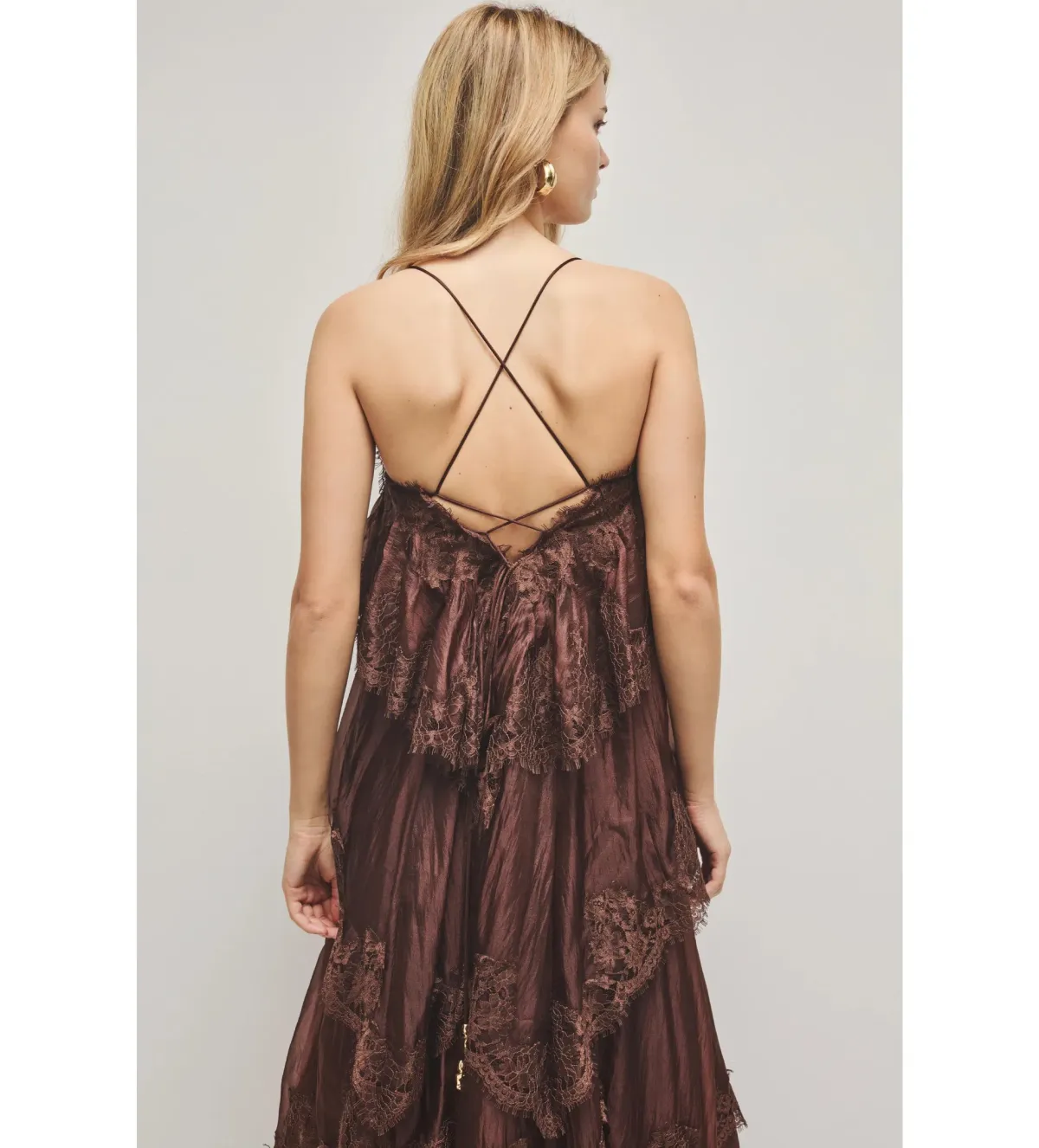 Aje Ophelia Lace Gown Chocolate Size AU 10 - Image 4