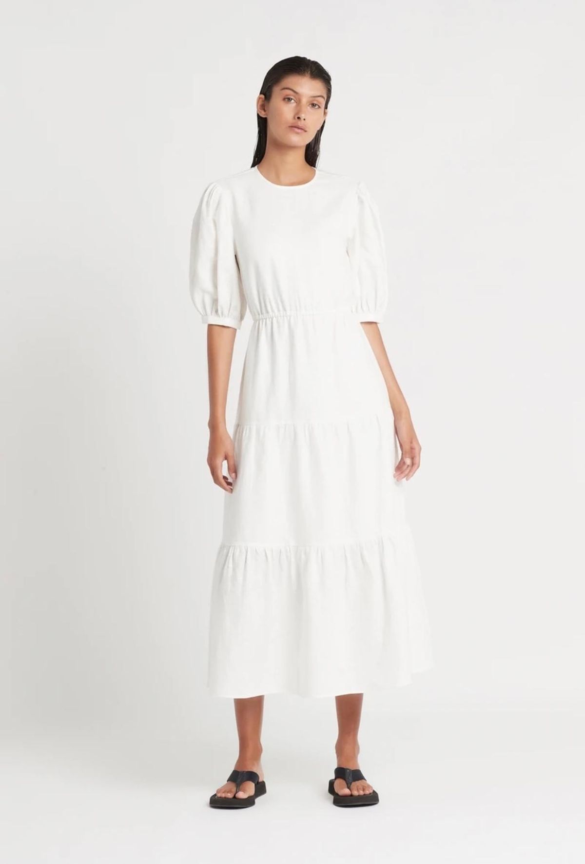 Sir The Label Lorena Tiered Midi Dress White Size AU 6 - Image 1