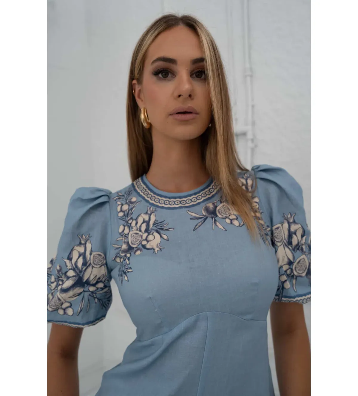 Alemais La Sirena Exclusive Villa Romantica Midi Dress Blue Floral Size AU 10 - Image 3