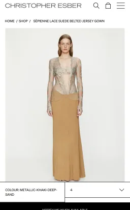 CHRISTOPHER ESBER - Sèpienne Lace Suede Belted Gown for rent on The Volte - image 2