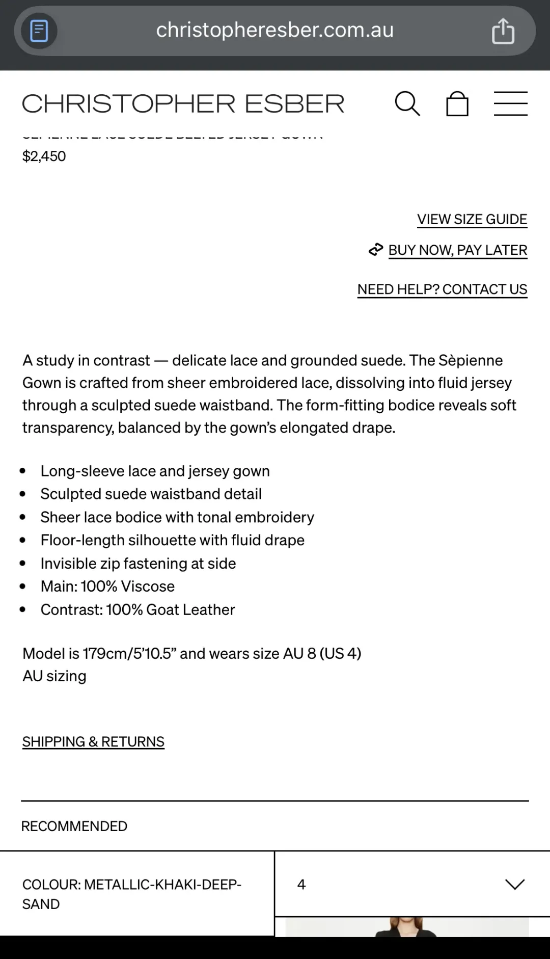 CHRISTOPHER ESBER - Sèpienne Lace Suede Belted Gown for rent on The Volte - main image