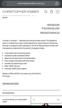 CHRISTOPHER ESBER - Sèpienne Lace Suede Belted Gown for rent on The Volte - image 5