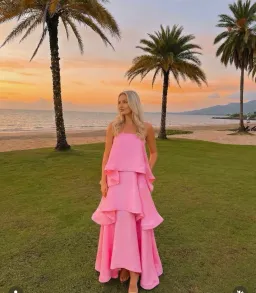 Elliatt Tilly Tiered Maxi Dress Pink / Size 10 for rent on The Volte - image 1