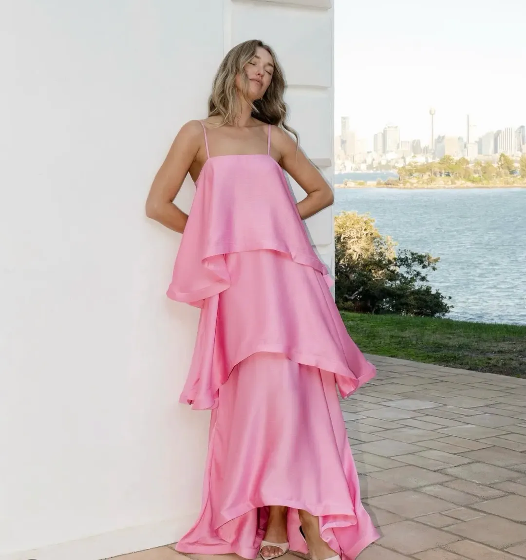 Elliatt Tilly Tiered Maxi Dress Pink / Size 10 for rent on The Volte - main image