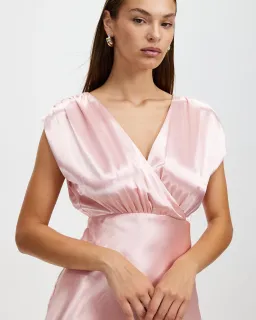 Pink Satin Cross Over Gather Dress THIRD FORM for rent on The Volte - image 3