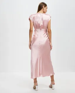 Pink Satin Cross Over Gather Dress THIRD FORM for rent on The Volte - image 4