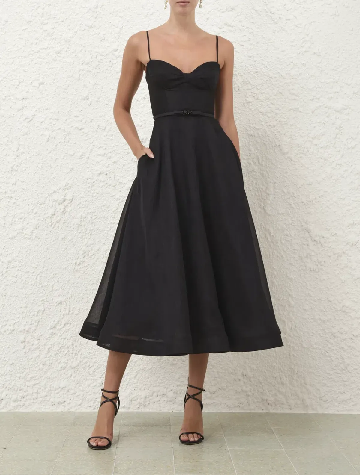 ZIMMERMANN Luna Structured Midi Dress Black s0 - Image 1