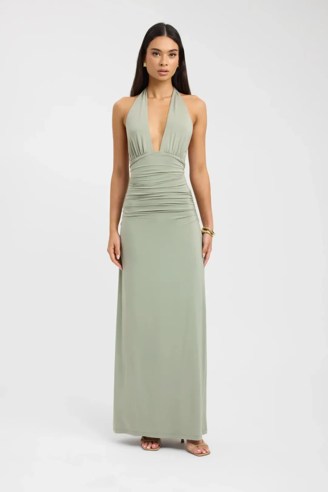 Kookaï leni maxi dress sage size 10 for rent on The Volte - main image