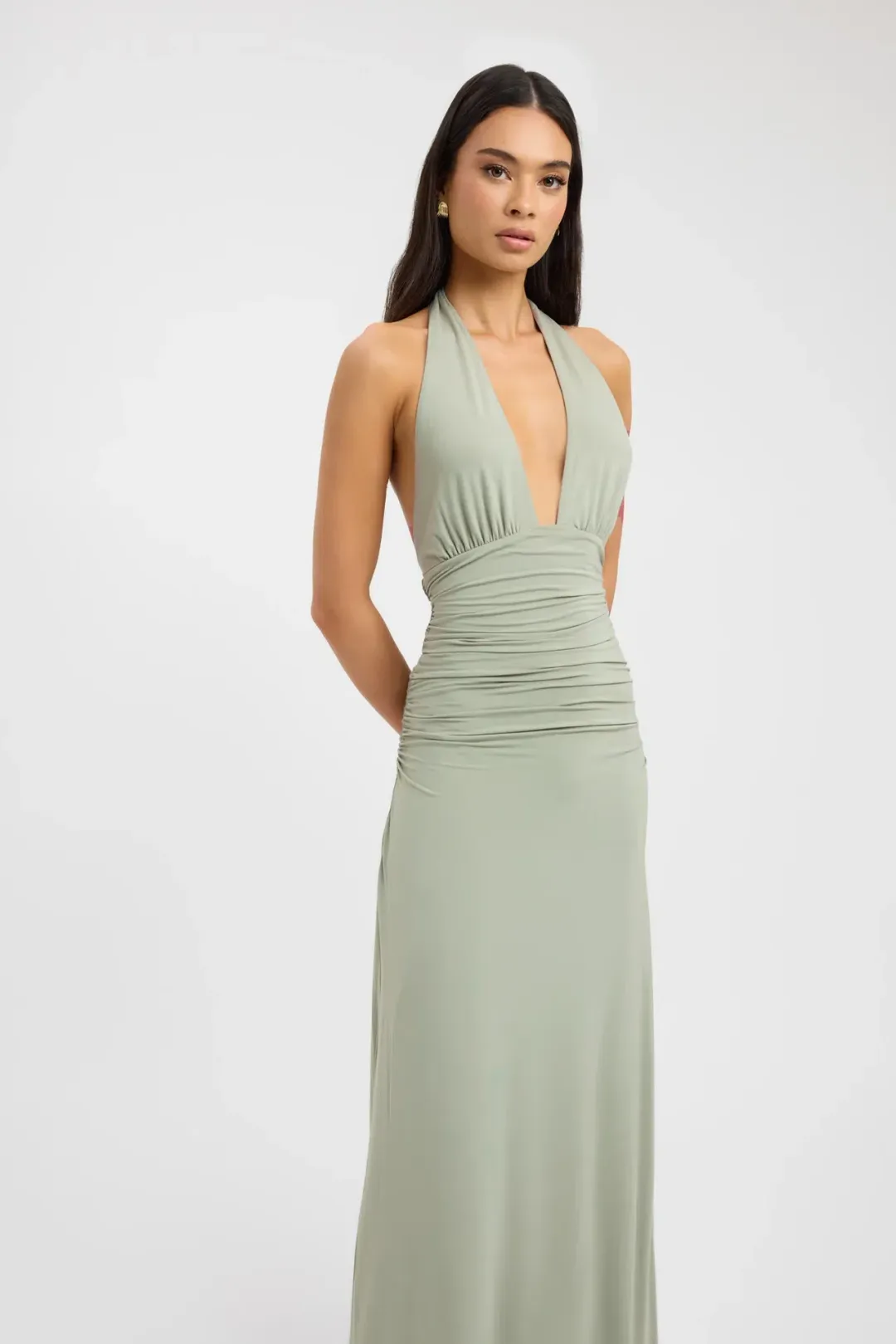 Kookaï leni maxi dress sage size 10 for rent on The Volte - main image