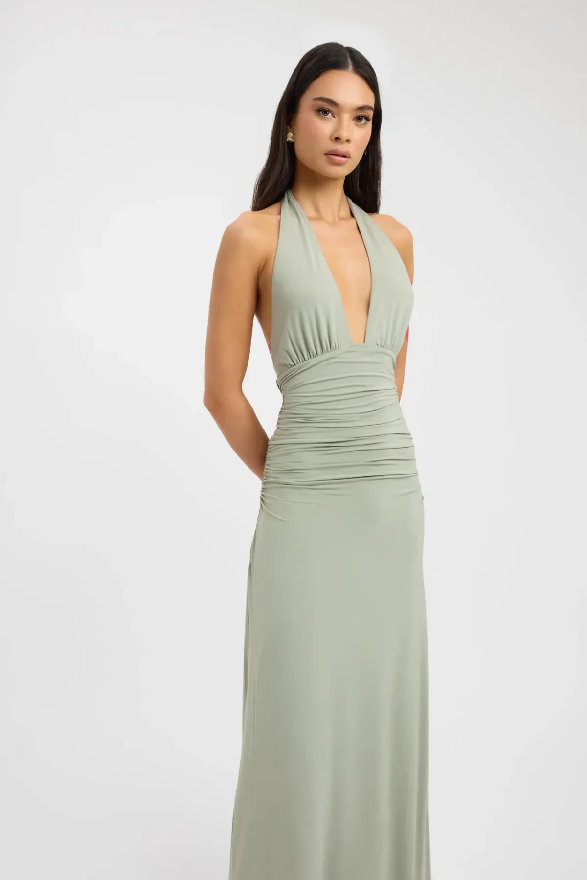 Kookaï leni maxi dress sage size 10 for rent on The Volte - main image