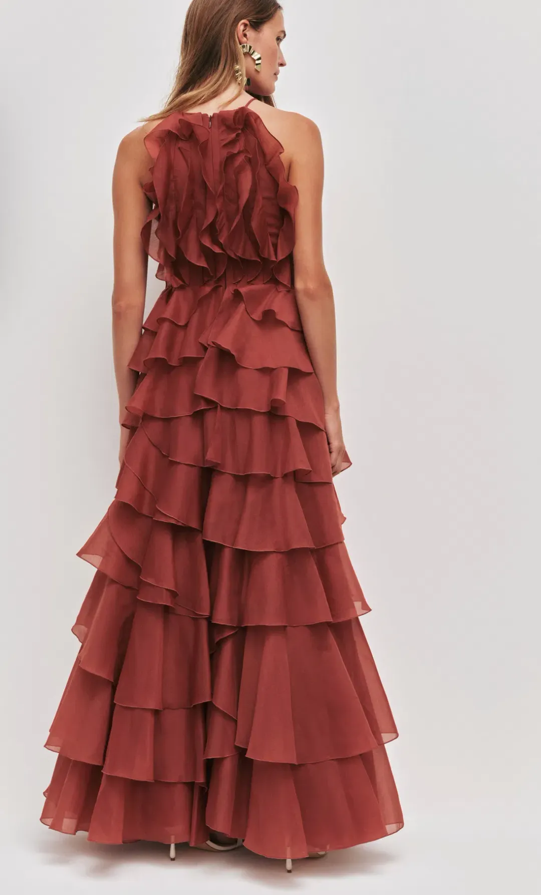 Aje Cleo Gown size 12 Rust for rent on The Volte - main image