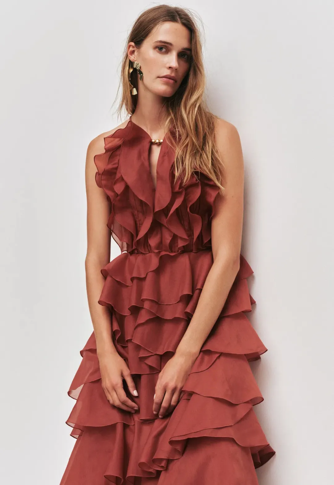 Aje Cleo Gown size 12 Rust for rent on The Volte - main image