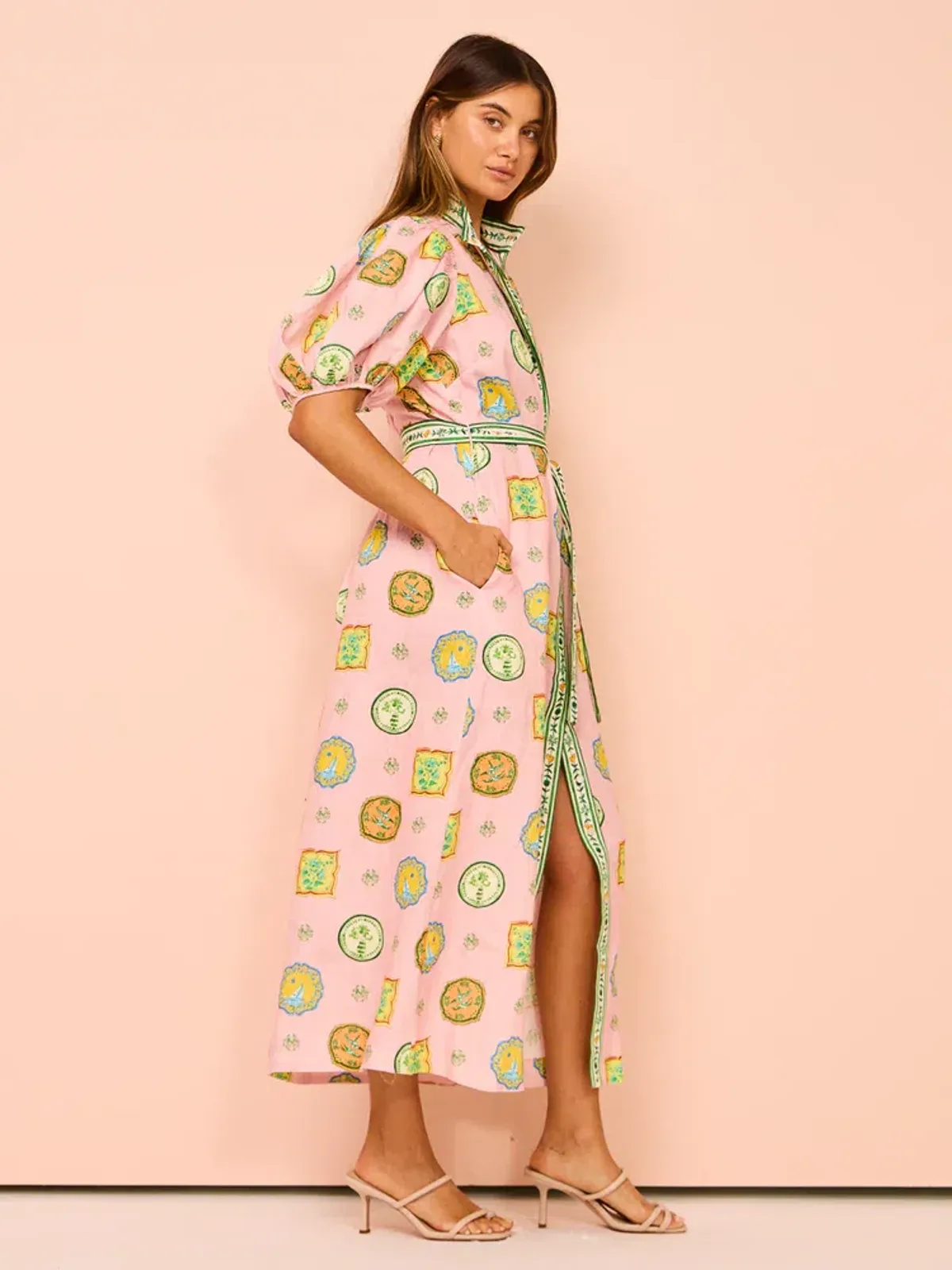 Alemais Porcelain Shirtdress size 14 Pink - Image 4