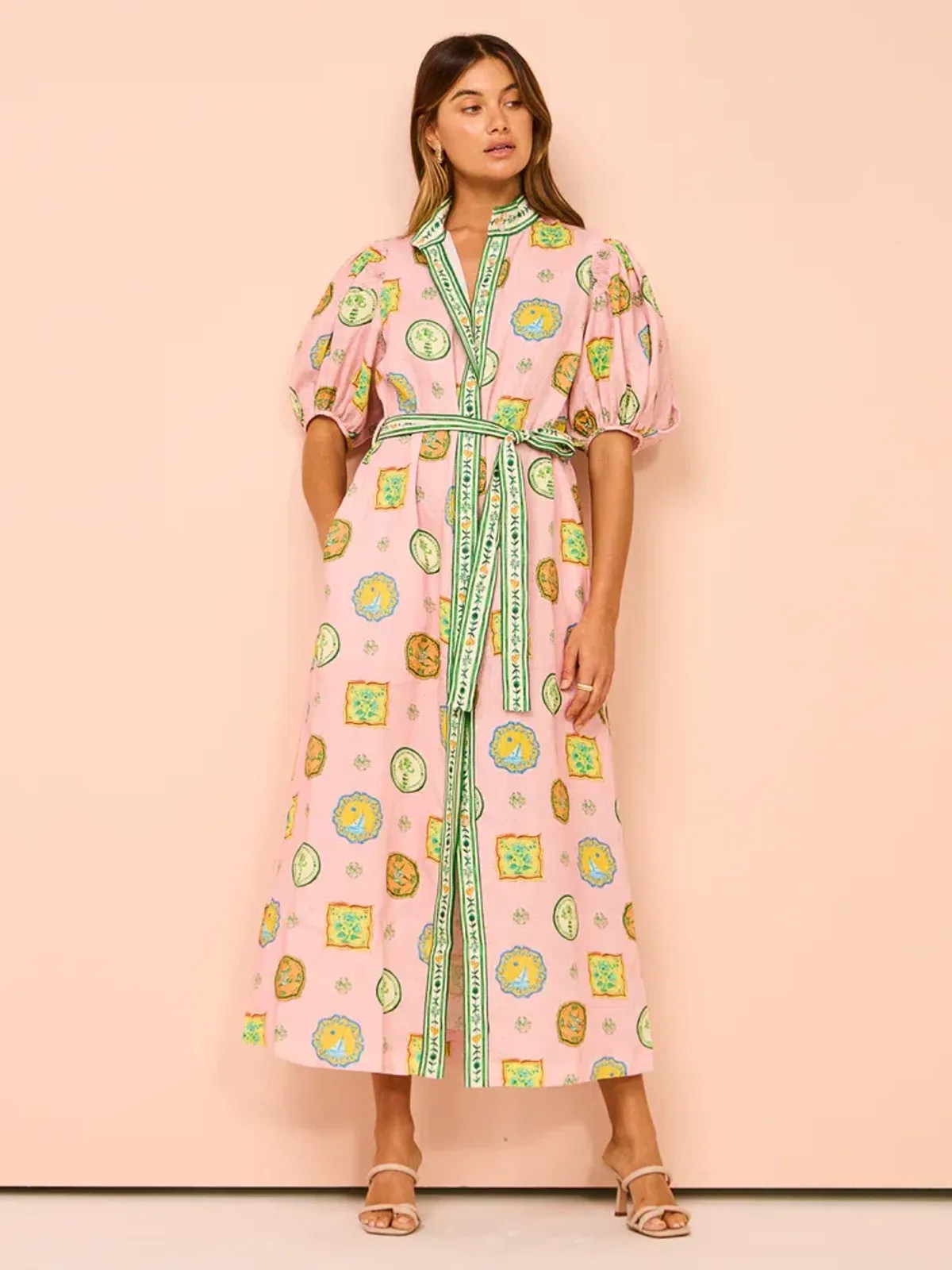 Alemais Porcelain Shirtdress size 14 Pink for rent on The Volte - main image