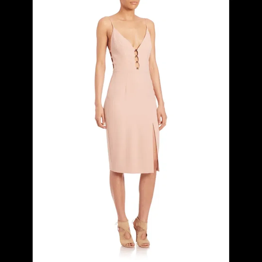 Zimmermann Crepe Link Midi Dress Lily Pink Size 8 for rent on The Volte - main image