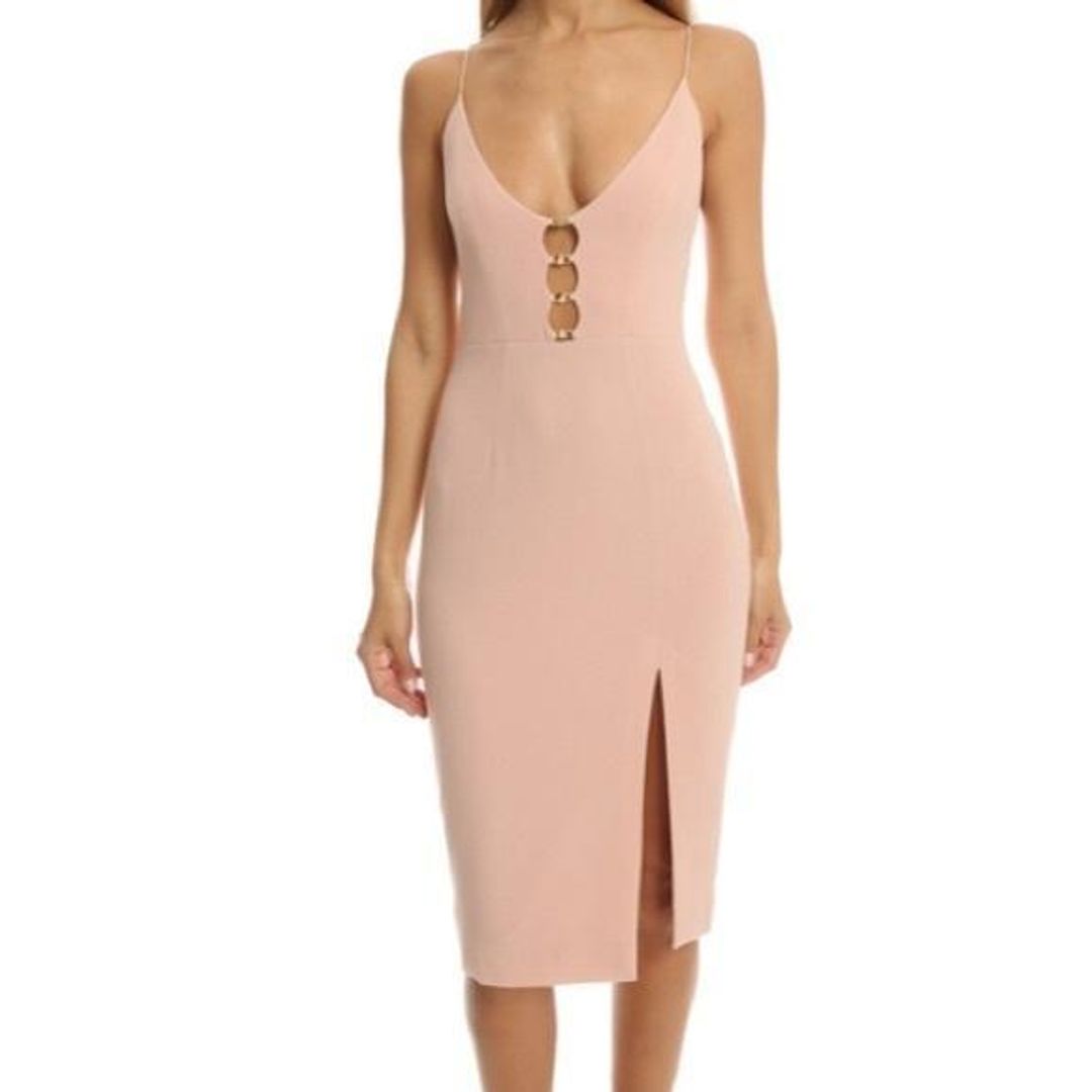 Zimmermann Crepe Link Midi Dress Lily Pink Size 8 for rent on The Volte - main image