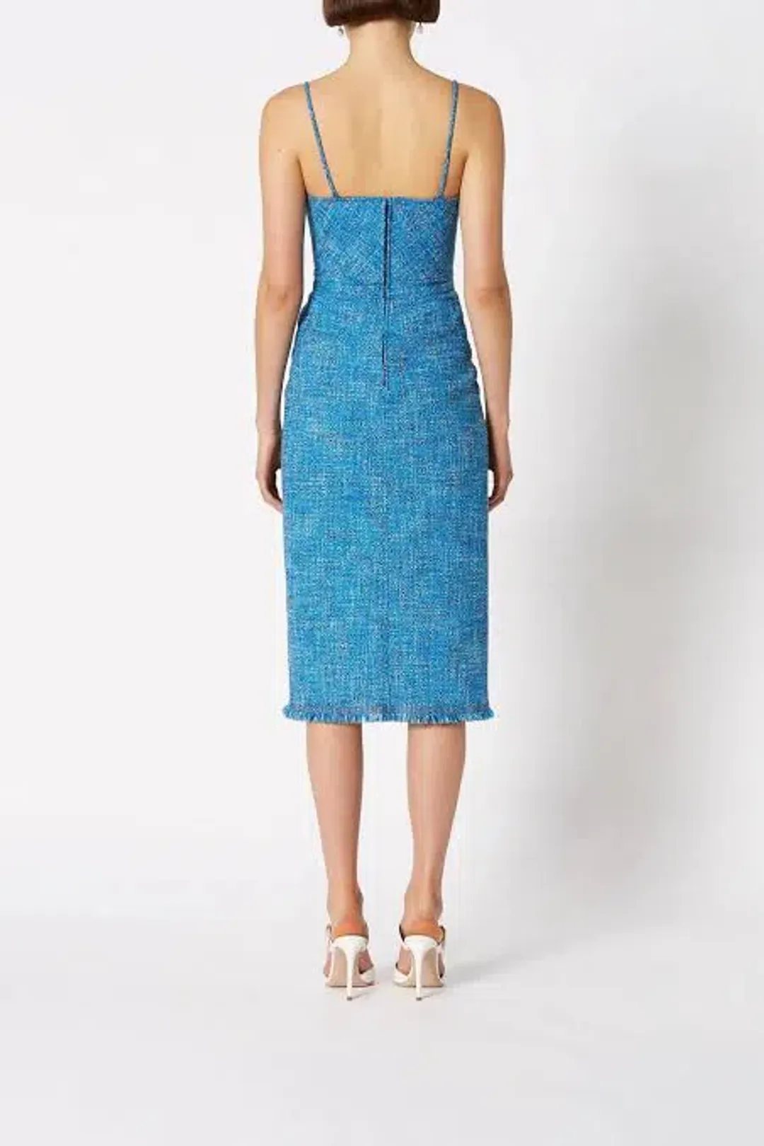 Scanlan Theodore Tweed Midi Dress In Blue | Size AU 8 for rent on The Volte - main image