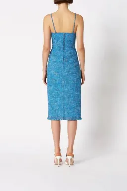 Scanlan Theodore Tweed Midi Dress In Blue | Size AU 8 for rent on The Volte - image 2